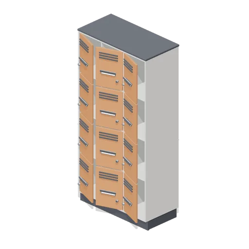 Locker bank, twelve door (Downtown Office Interiors)