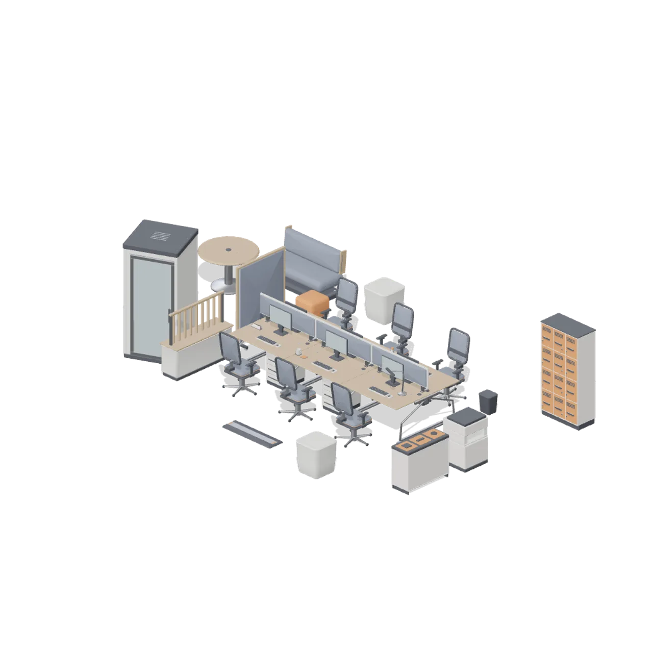 Downtown Office Interiors assembled scene