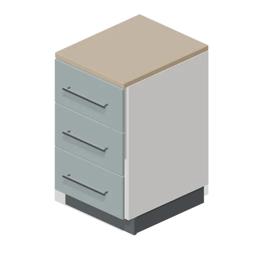 Kitchen three drawer base unit 500 (Fitted Kitchen and Bathroom Builder)