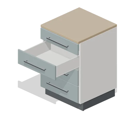 Kitchen four drawer base 600 with a drawer out (Fitted Kitchen and Bathroom Builder)