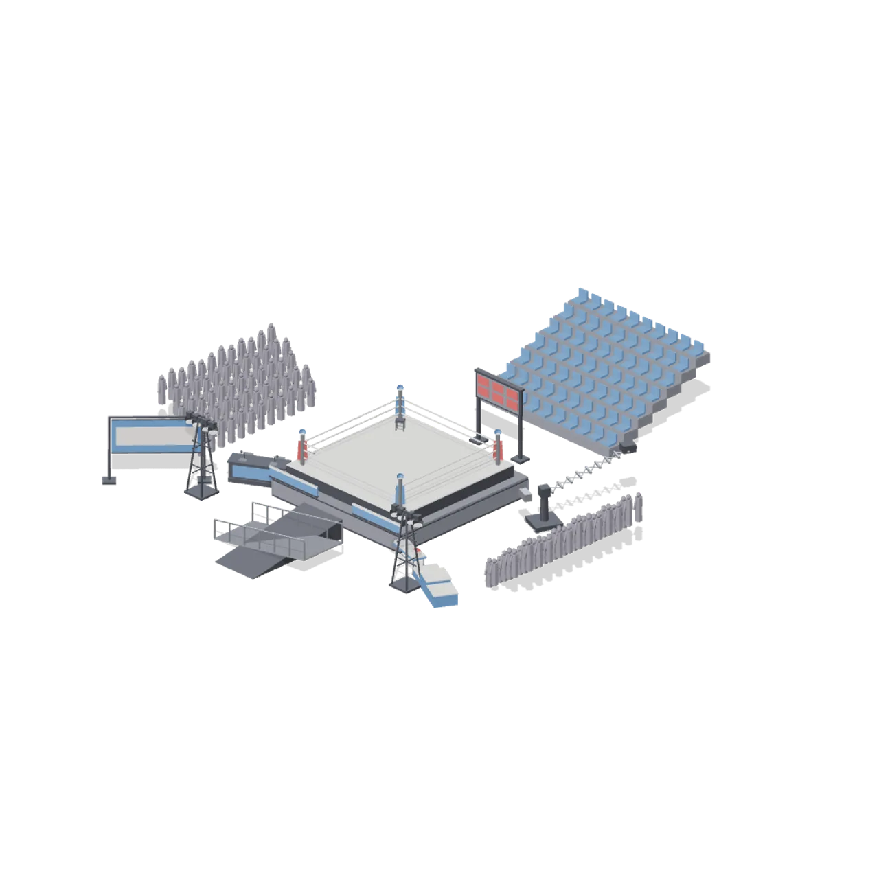 Martial Arts Dojo and Fight Stages assembled scene
