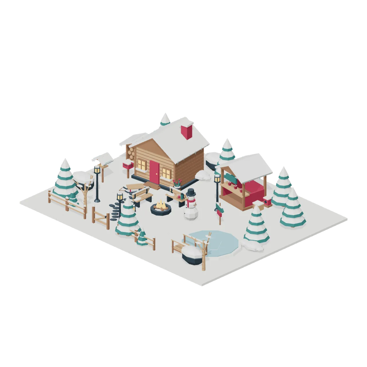 Winter Hearth Village assembled scene