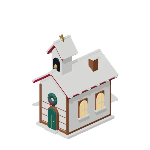 Snowy village chapel (Christmas Storybook)