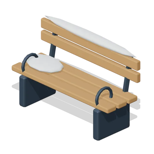 Carved Village Bench (Alpine Snow Village)