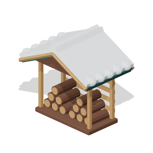 Stacked Firewood Shelter (Alpine Snow Village)