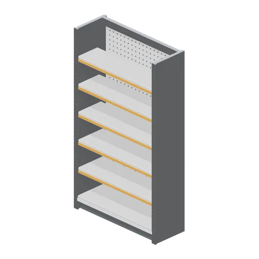 Shop shelving bay with pegboard back (Hardware Store and DIY Warehouse)