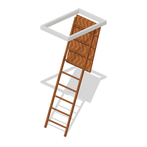 Open attic hatch and ladder (Paranormal Investigation House)