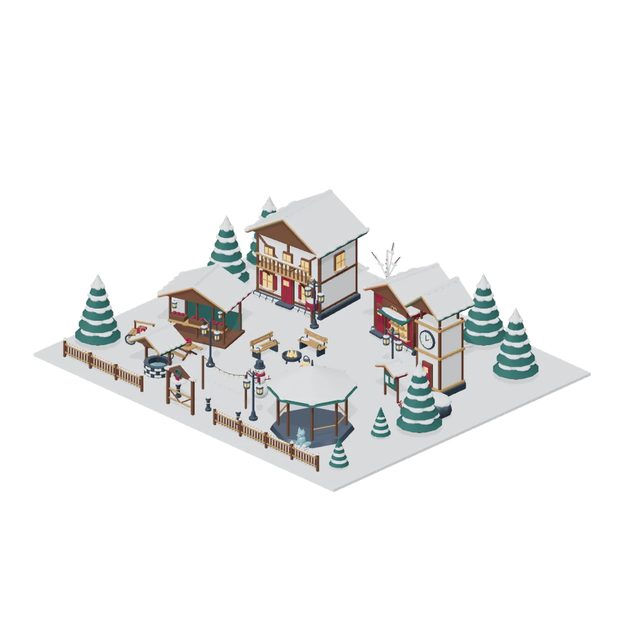 Alpine Snow Village assembled scene