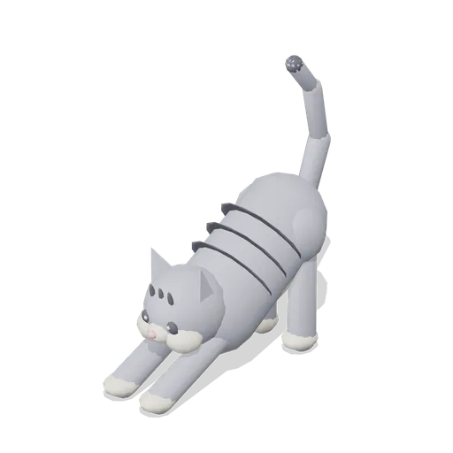 Cat Stretching (Grey Tabby) (Companion Animals and Pet Home)