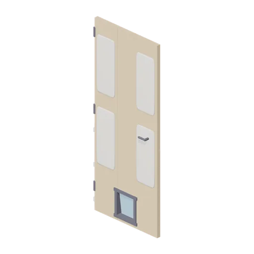 Door With Cat Flap (Companion Animals and Pet Home)