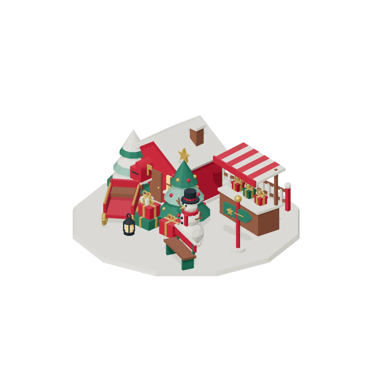 North Pole Village assembled scene