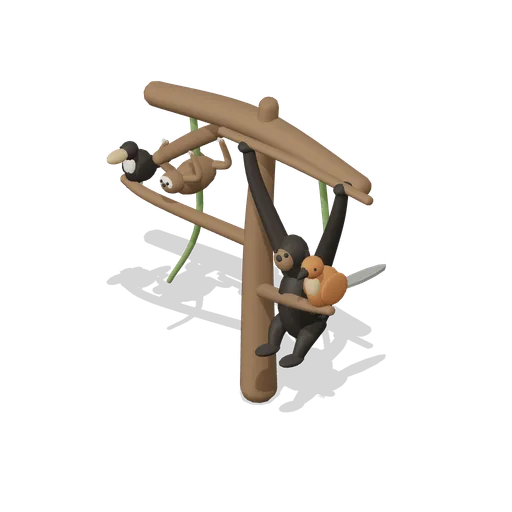 Canopy branch with primates and birds (Rainforest and Jungle Fauna)
