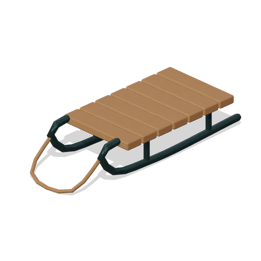 Curled-runner wooden sled (Almanac Gardens)