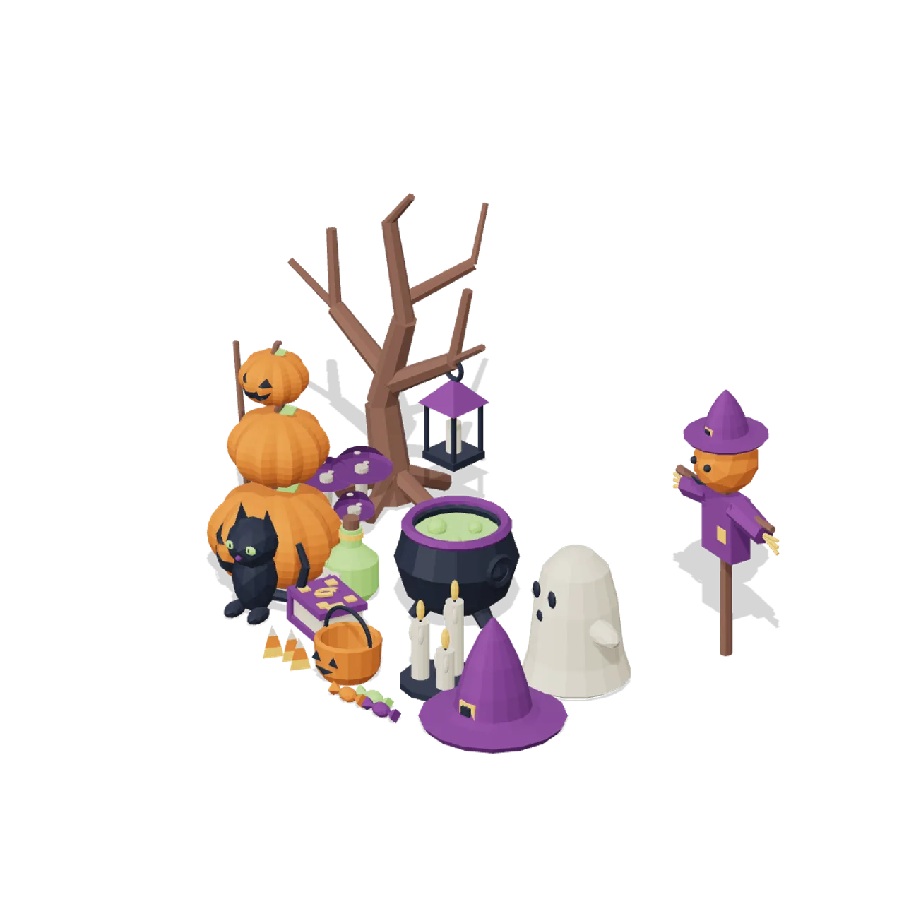 Moonlit Mischief: Halloween assembled scene
