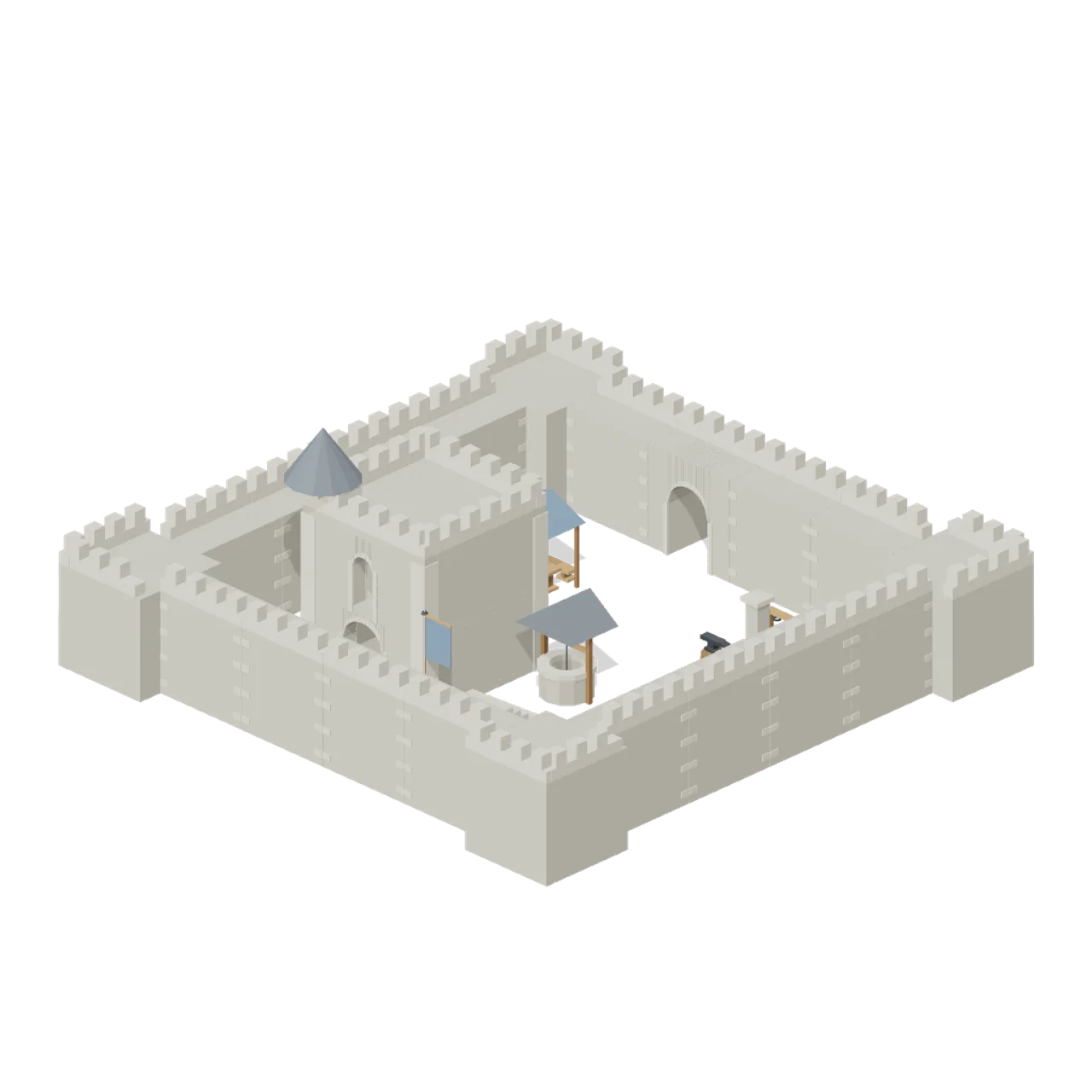 Medieval Castle Construction assembled scene