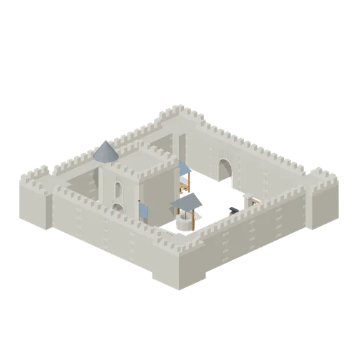 Blue Banner Castle Courtyard (Medieval Castle Construction)