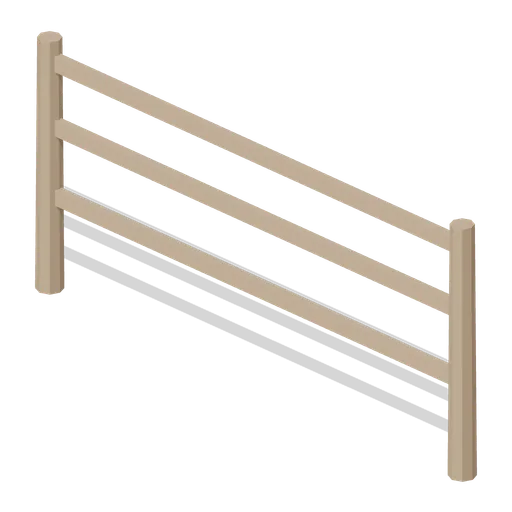 Post And Rail Fence Straight (Equestrian Yard and Stables)