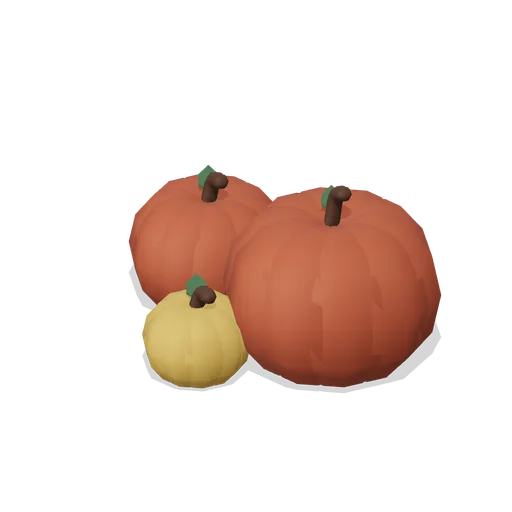 Three ribbed pumpkins (Almanac Gardens)