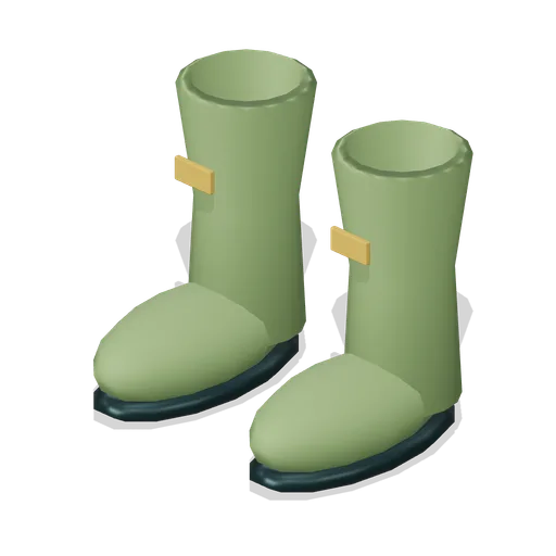 Moss-green Wellington boots (Almanac Gardens)
