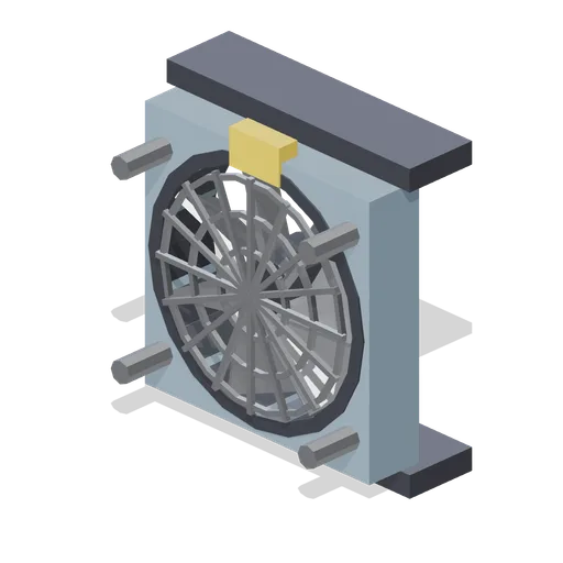 Cooling fan in a grilled housing (Animated Mechanisms Kit)