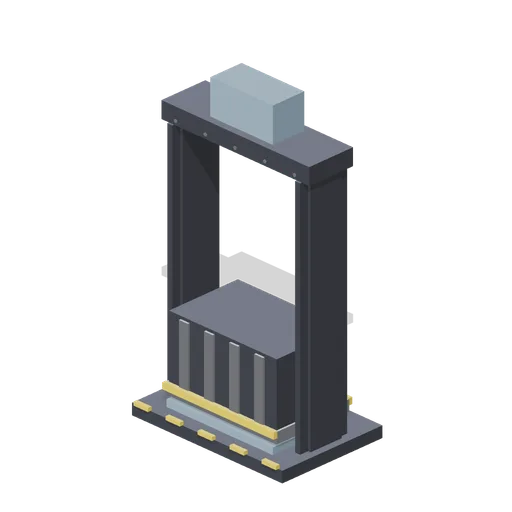 Falling crusher block in guides (Animated Mechanisms Kit)