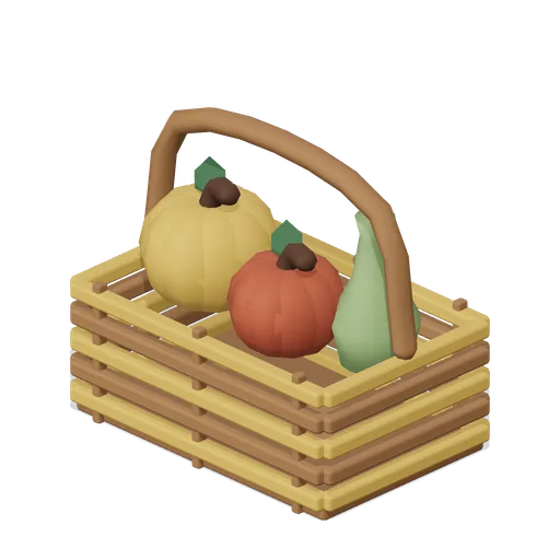 Basket of ornamental gourds (Almanac Gardens)
