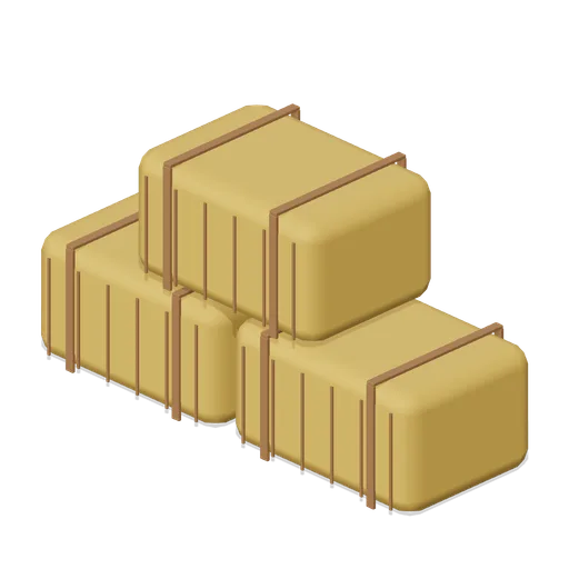 Three bound hay bales (Almanac Gardens)