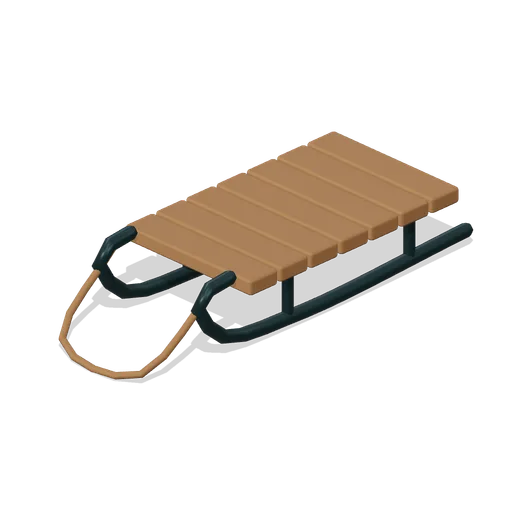 Curled-runner wooden sled (Almanac Gardens)
