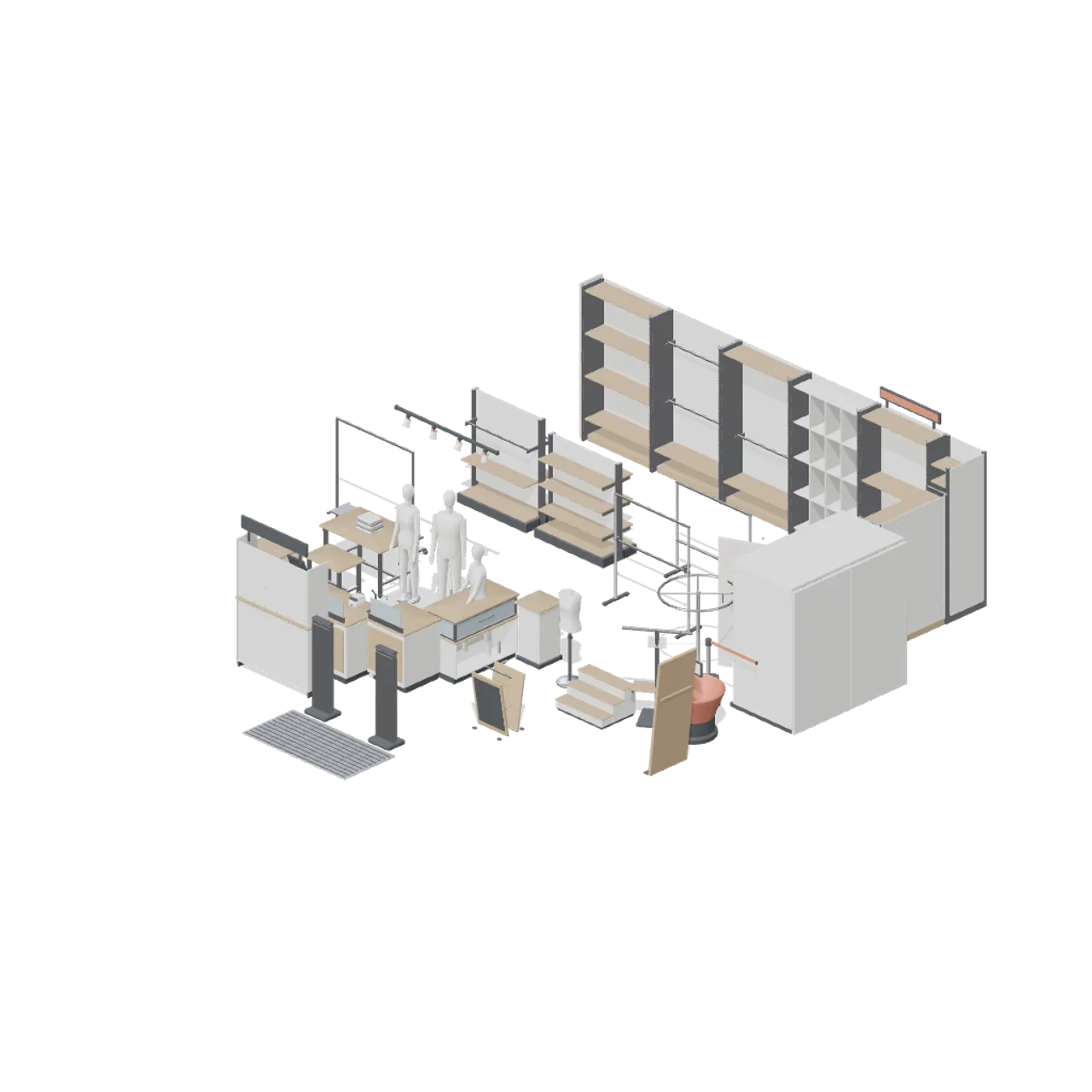Retail Store Fixtures and Mall assembled scene