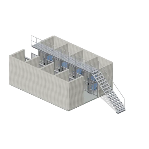 Eight-cell block and mezzanine (Prison Complex Builder)