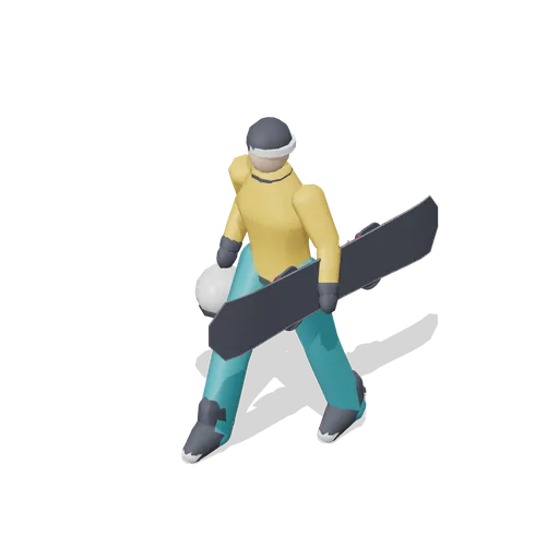 Rider walking with a board under an arm (Snowboard Gear and Freestyle Riders)
