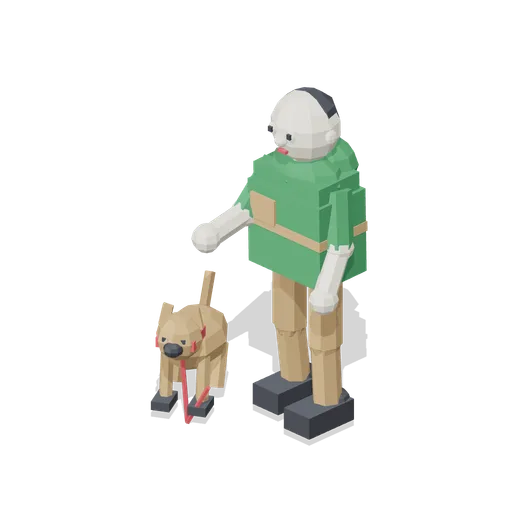 Dog walker with a small dog (Lawn Mowing Simulator Kit)