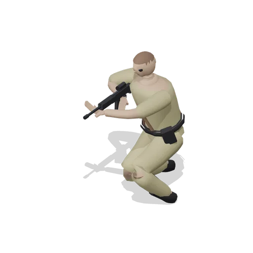 Heavy Gunner Crouched Aim Pose (Tactical Shooter Hill Town)