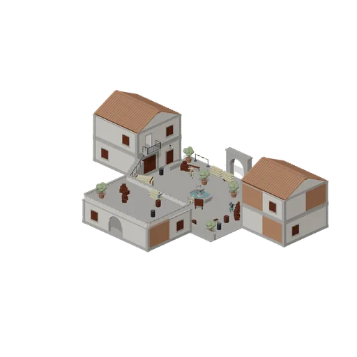 Fountain square at site A (Tactical Shooter Hill Town)