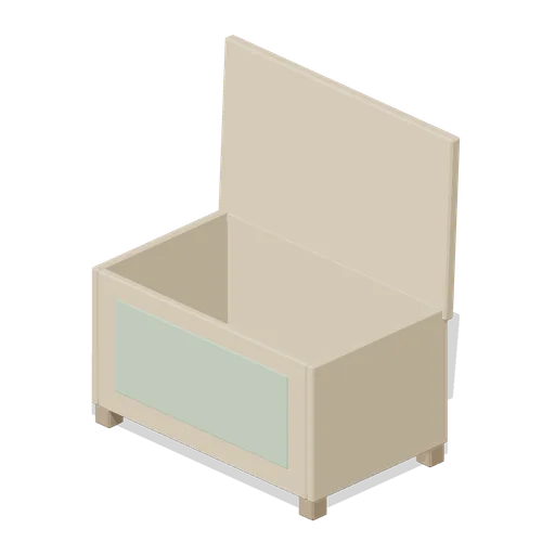 Oak Toy Box with the Lid Open (Jelly Friends Playroom)