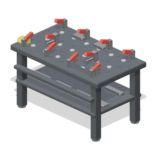 Welding table with clamps (Machine Shop and Factory Hall)