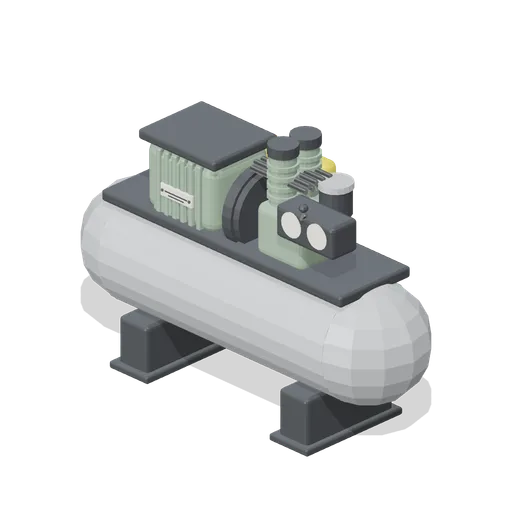 Piston air compressor with receiver tank (Machine Shop and Factory Hall)