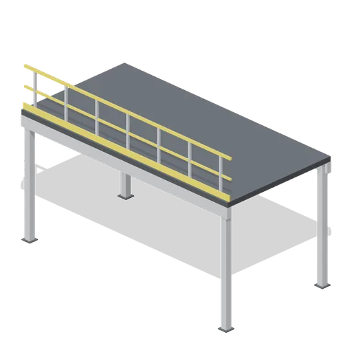 Mezzanine floor bay with handrail, 6 m (Machine Shop and Factory Hall)