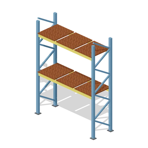 Pallet racking bay, two levels (Machine Shop and Factory Hall)