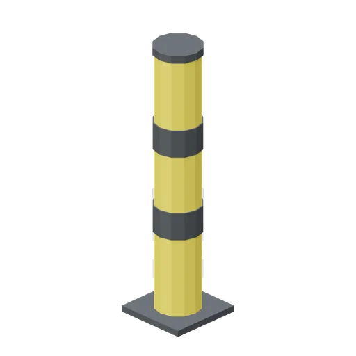 Yellow safety bollard (Machine Shop and Factory Hall)