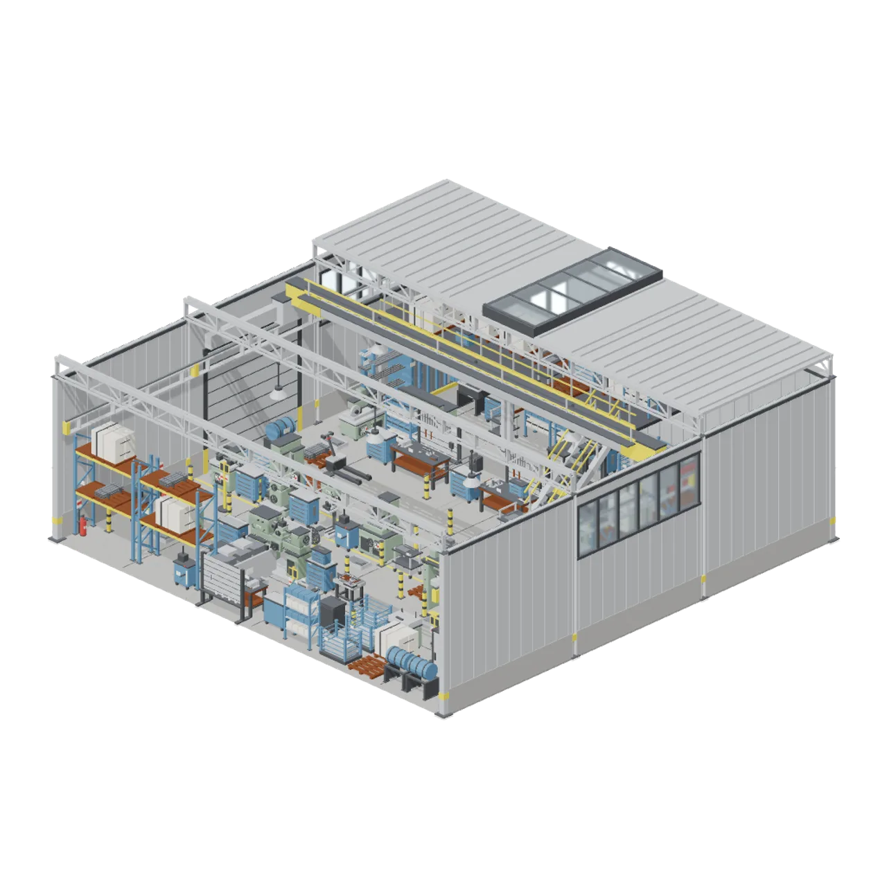 Machine Shop and Factory Hall assembled scene