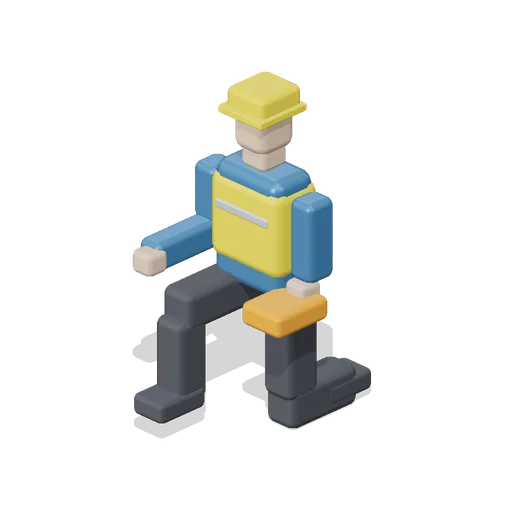 Maintenance Technician Kneeling (Car Factory Production Line)