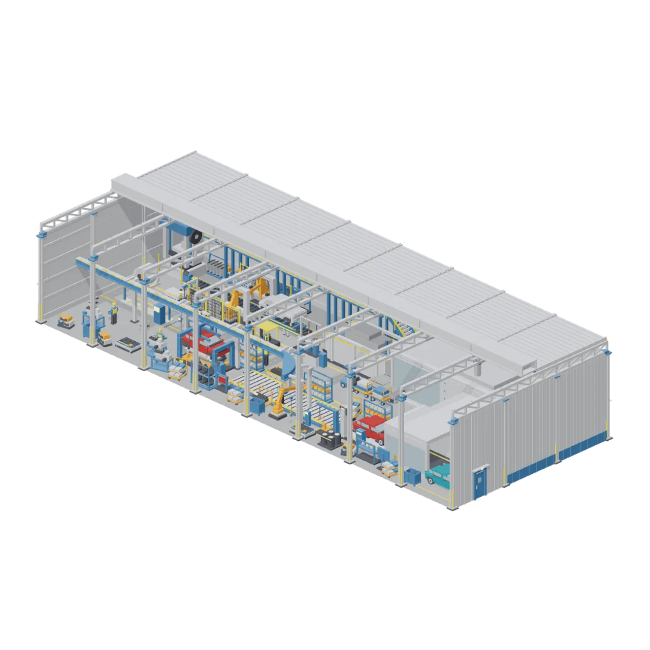 Car Factory Production Line assembled scene