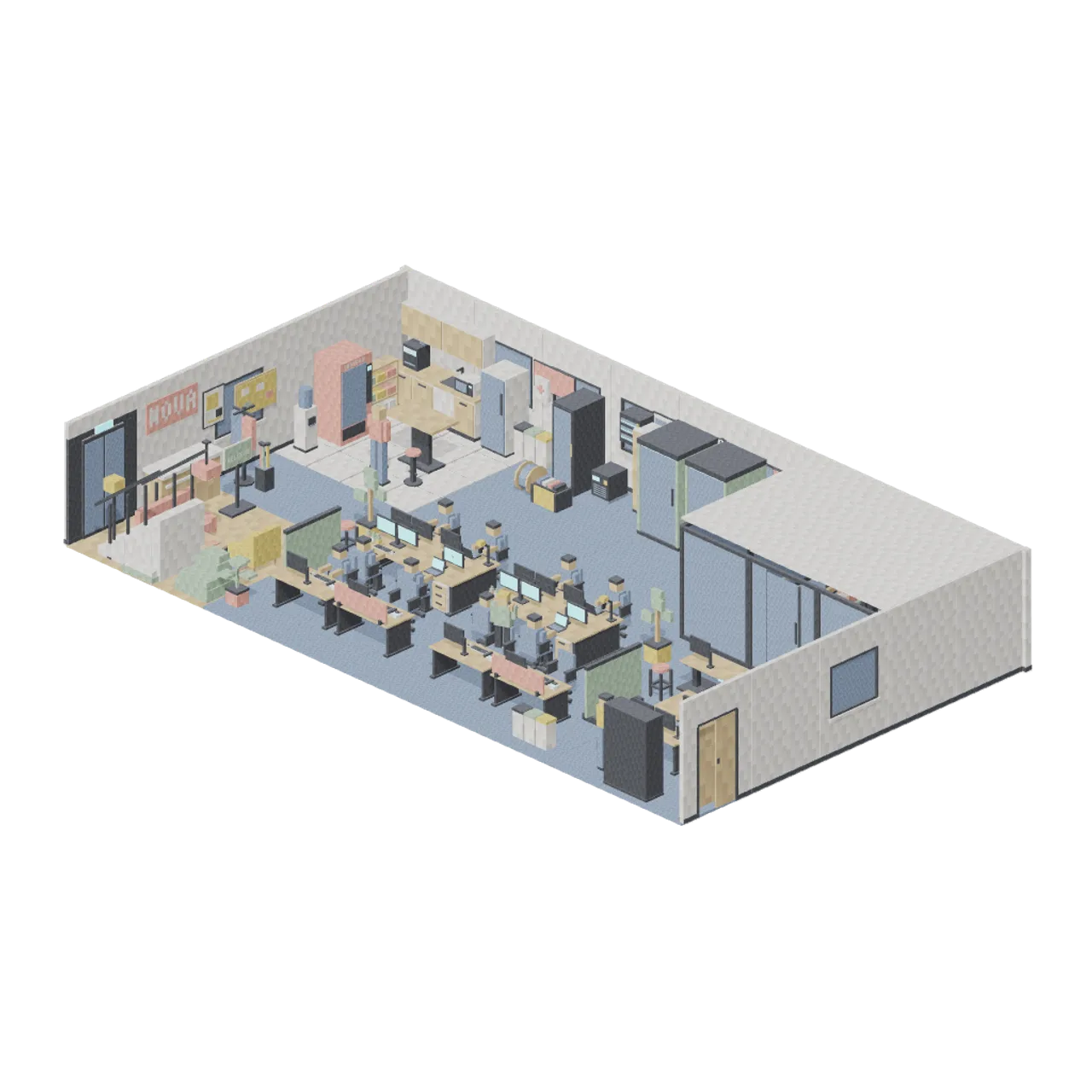 Pixel Modern Office assembled scene