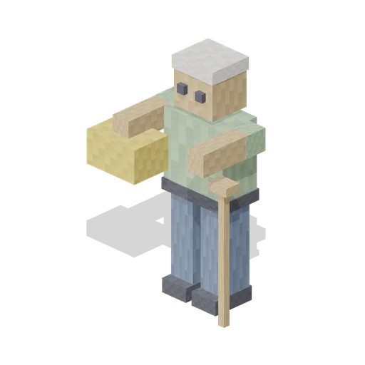 Elderly Shopper With A Stick (Pixel Modern Supermarket)