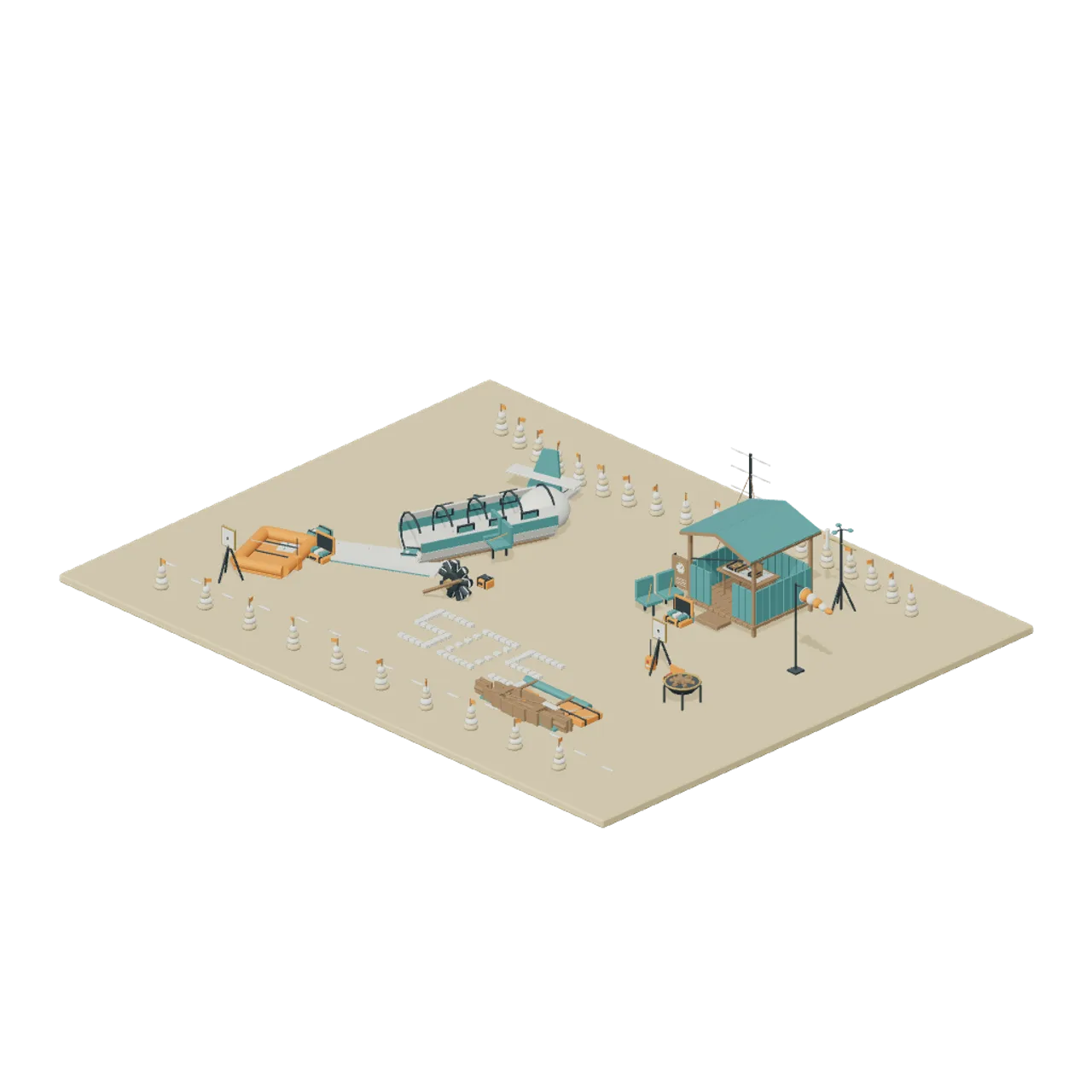 Castaway Island Escape assembled scene