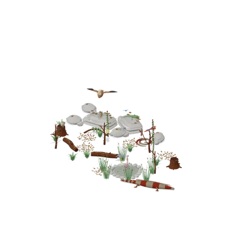 Rainforest riverbank with a basking shelf (Birds and Reptiles HD)