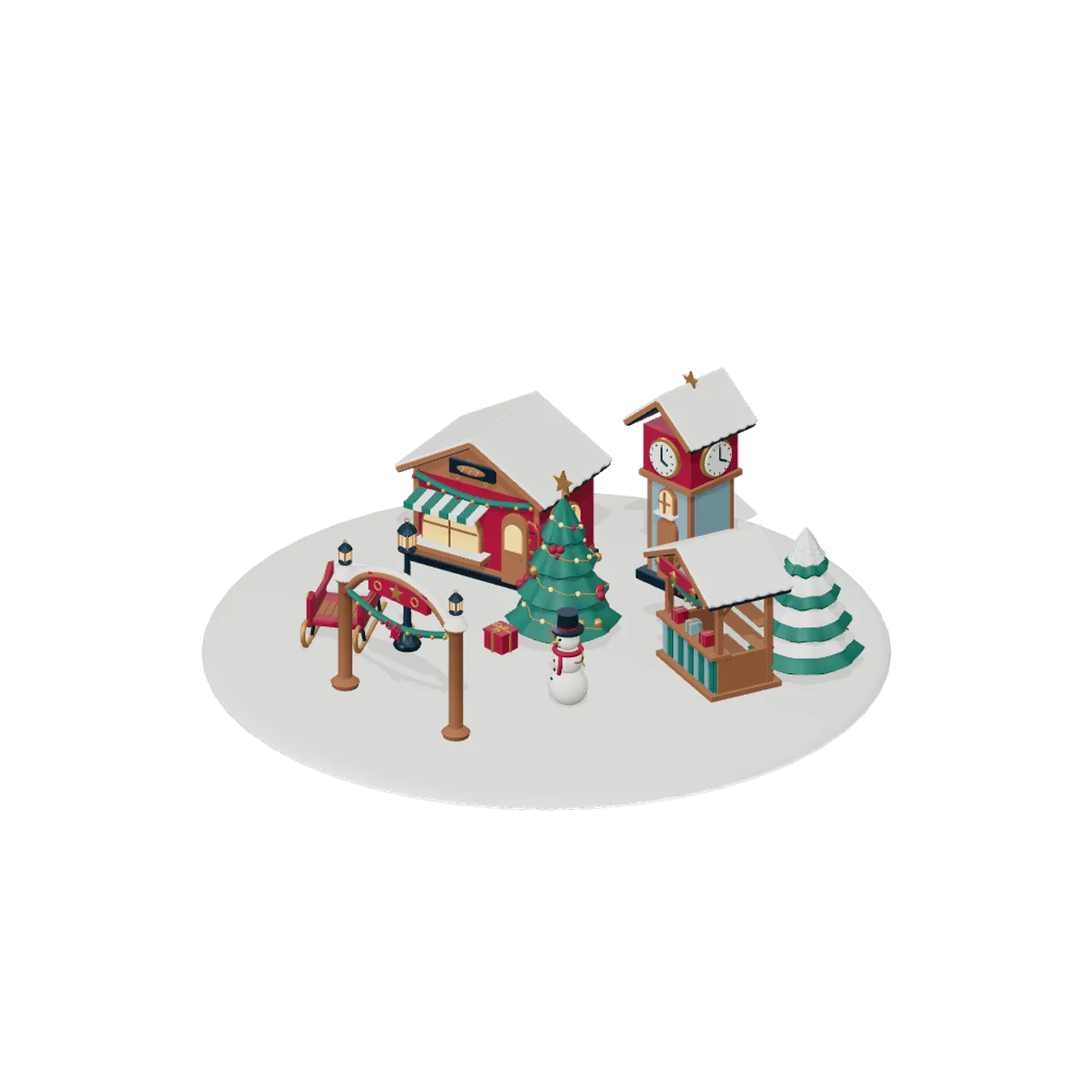 Storybook Christmas Market assembled scene