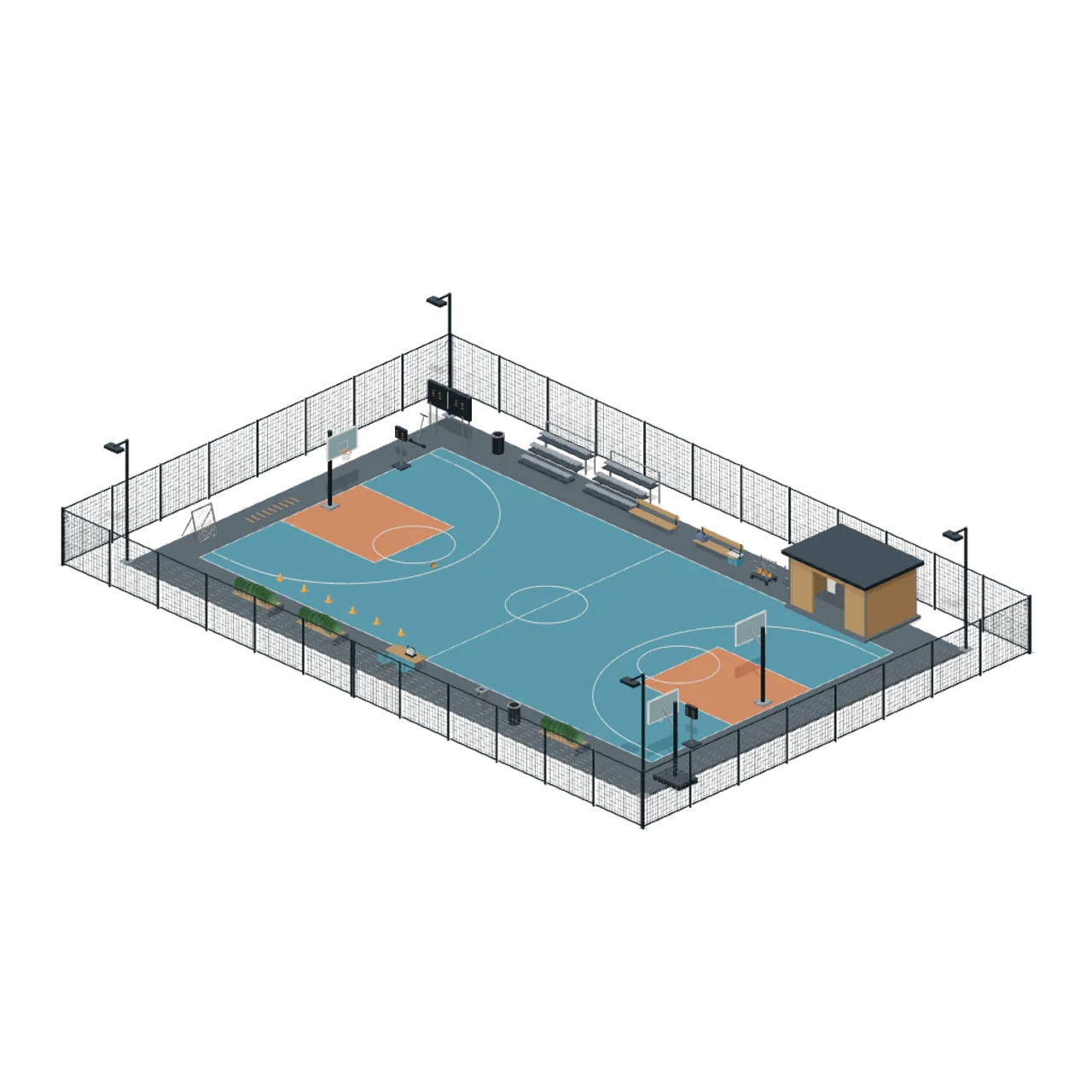 Basketball Club and Street Courts assembled scene