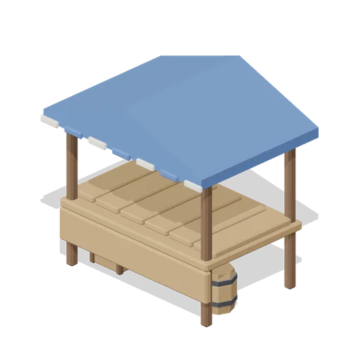 Market Stall Blue (Medieval MMO Starter Realm)